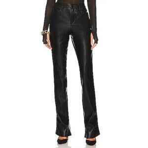 AFRM x REVOLVE Vegan Leather Mini-Flare High-Rise Noir Graysen Pant Size 29 Tall